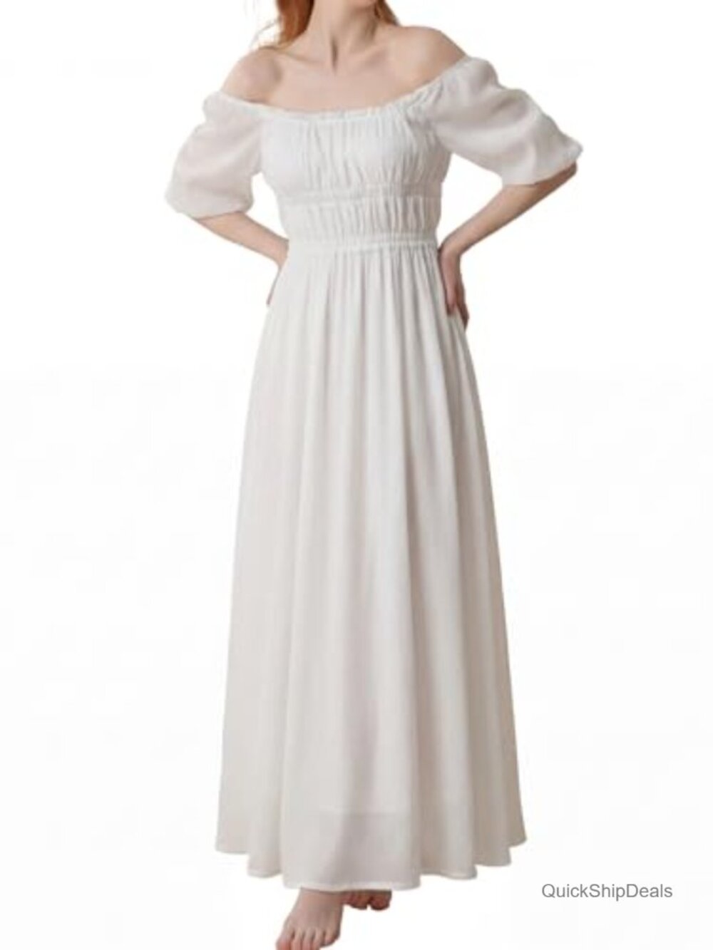 Renaissance Peasant Maxi Dress Rayon Polyester Off Shoulder Costume